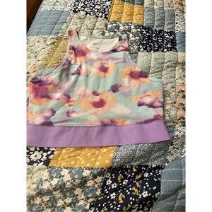Nike Women's Abstract Floral Tank Top Green & Purple Large Like New